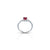 Elegant silver ring adorned with a vibrant round ruby