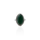 Silver ring featuring an exquisite green stone, offering a refined and elegant design