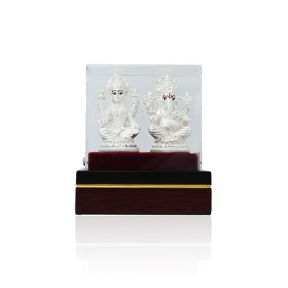 Elegant silver Laxmi Ganesh idol, perfect for worship, home decor, or gifting.