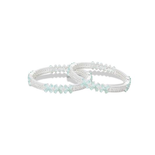 Silver White Minimal Gem Bangles