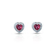 Pink and White Stone Heart Silver Earrings