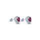 Pink and White Stone Heart Silver Earrings