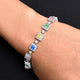 925 Silver Expensive Colorful Square Gems Bracelet for Women