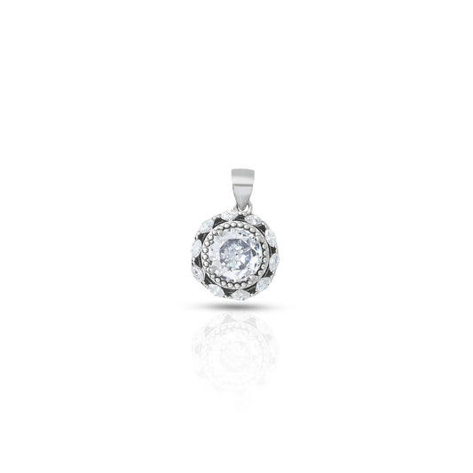 925 silver pendant featuring a central CZ stone surrounded by a flower design for girls