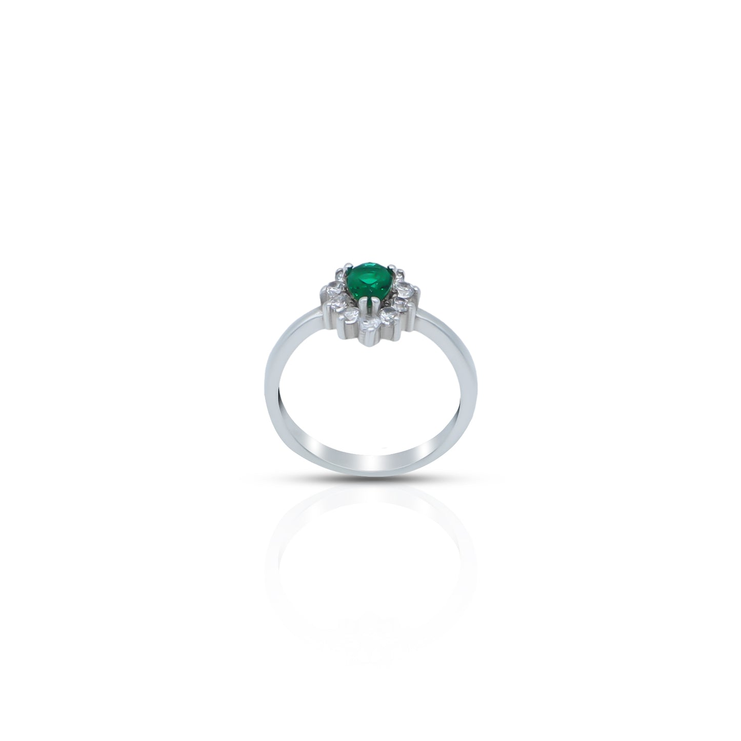 Elegant silver ring featuring a pear-shaped green stone for a refined look