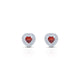 Heart-Shaped Earrings With Red Gemstones And Smaller Surrounding Gems.