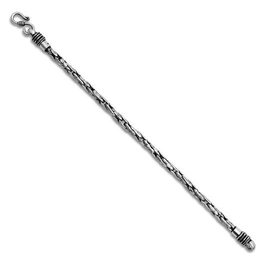 Men's silver bracelet featuring a bold connecting chain design