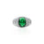 Silver ring featuring a radiant green stone, offering a graceful and elegant accessory