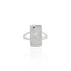 Silver ring featuring a creative design of the iPhone symbol, perfect for tech enthusiasts.