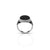 Elegant sterling silver ring featuring a round black resin inlay, designed for a minimalist and bold style.