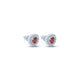 Heart-Shaped Earrings With Red Gemstones And Smaller Surrounding Gems.