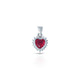 Silver White Stone and Purple Gemstone Heart Shape Chain Pendant