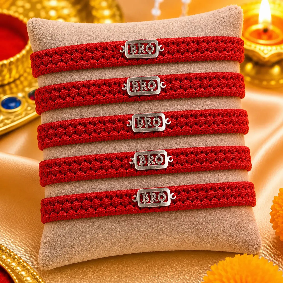 Trendy BRO Silver Rakhi Gift for Bhai
