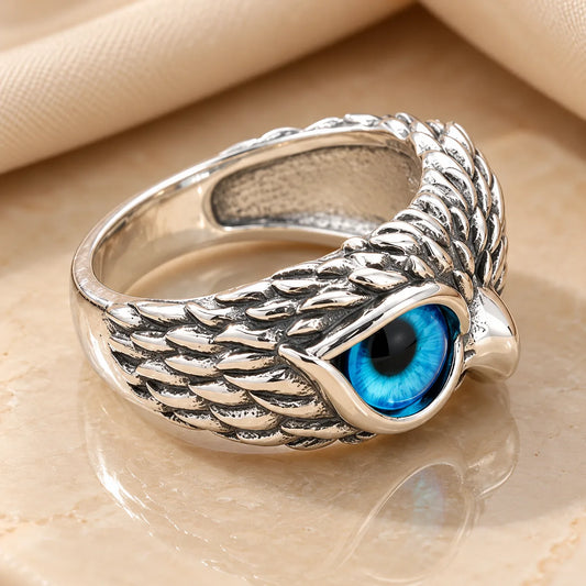 Silver Classic Owl Eyes Ring