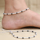 Black and Silver Beaded Simple Chain Anklets For Girl