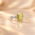 Yellow Rectangular Gemstone Silver Ring