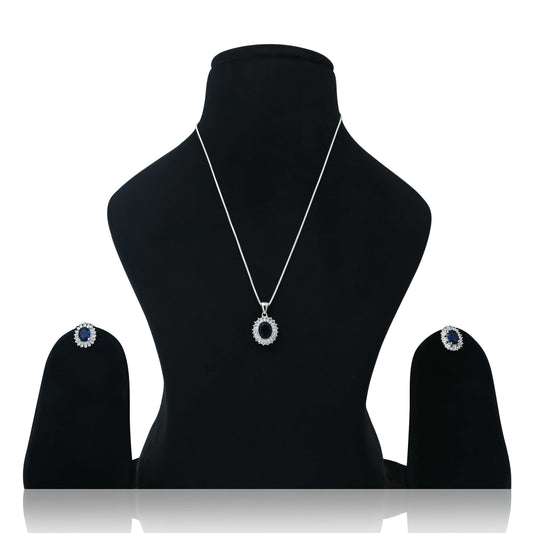 Elegant sterling silver pendant showcasing a blue oval stone for a stylish and chic look