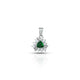 Silver Center Triangle Green and CZ Gem Stone Pendant for Girls