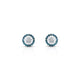 Silver stud earrings featuring vibrant blue pearls