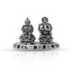 Silver Lakshmi and Ganesha statue adorned with purple and white gemstones (Diwali)