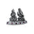 Elegant silver murti of Lakshmi and Ganesha with purple and white accents (Diwali)