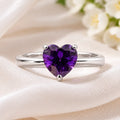 Silver Heart Shape Purple Stone Ring