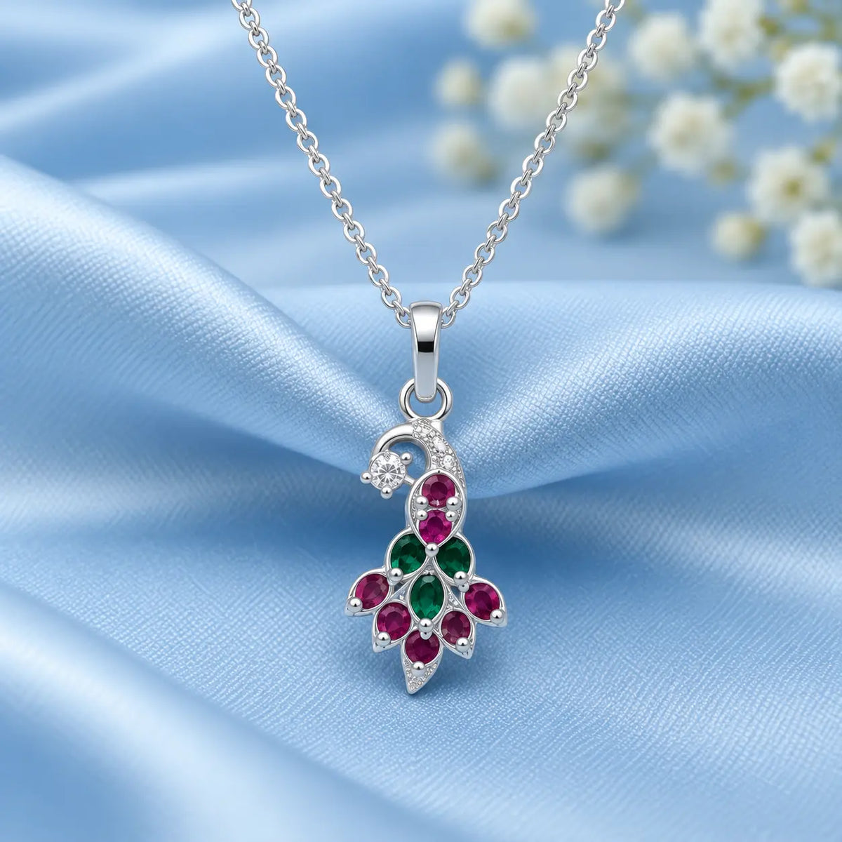 Classic Indian Peacock Silver Pendant