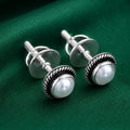 Oxidised Silver Pearl Earrings for Women & Girls