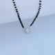 Sparkling square pendant on classic black beaded mangalsutra.