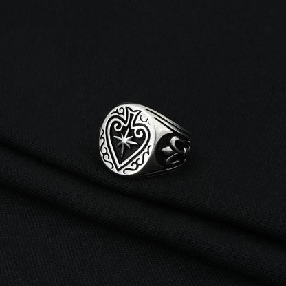 Stylish silver ring for boys with a creative 'Design of Hole Cards Craze' motif.