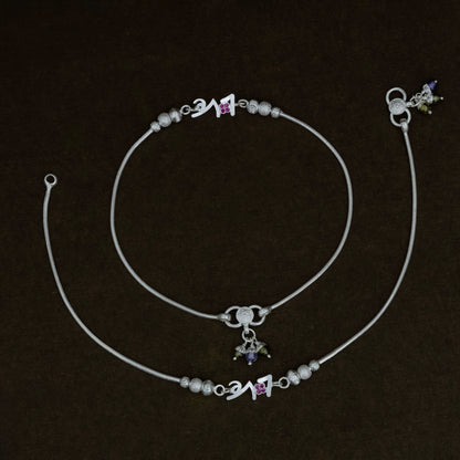 Delicate Silver Love Anklet - Designer & Lightweight for Daily Style.