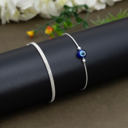 Couple Evil Eye Bracelet Combo Silver Protection & Love Gift