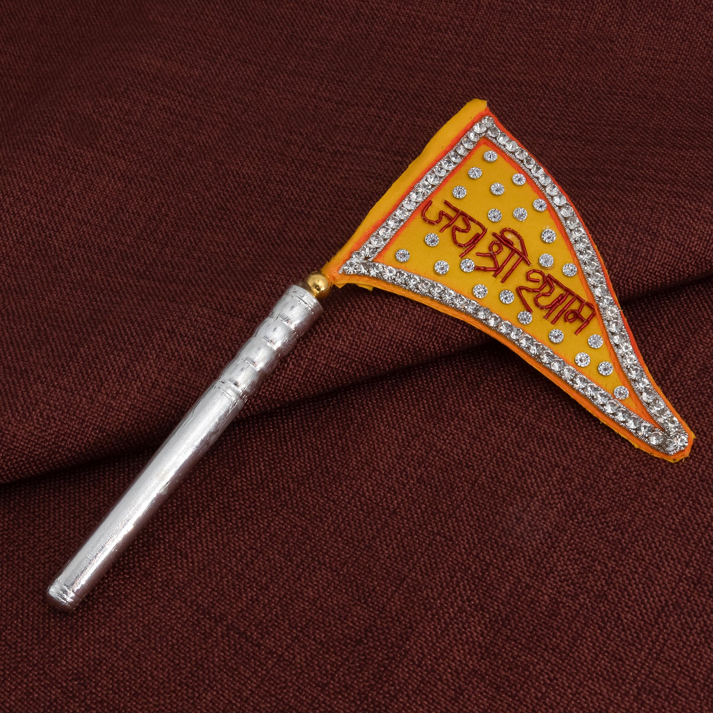 Pure Silver Jai Shree Shyam Baba Nishaan Flag Dhwaja For Worship