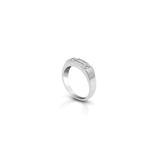 Boys' stylish silver ring with white stones