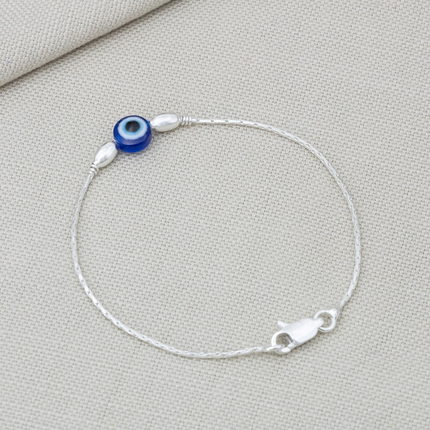 Nazar Raksha Evil Eye Sterling Silver Chain Bracelet