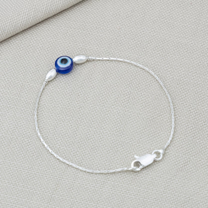 Nazar Raksha Evil Eye Sterling Silver Chain Bracelet