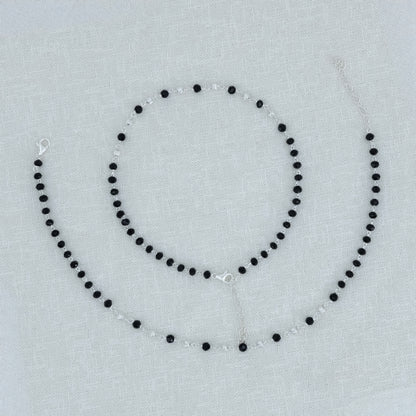 Silver Anklet with Black Beads Traditional