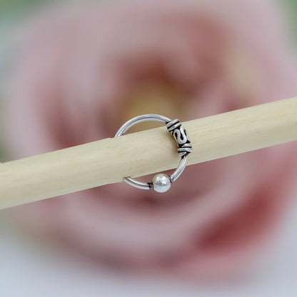 Vintage Silver Nose Ring with Bead Detailing