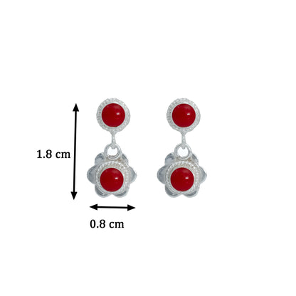 Floral Radiance Red Stone Earrings