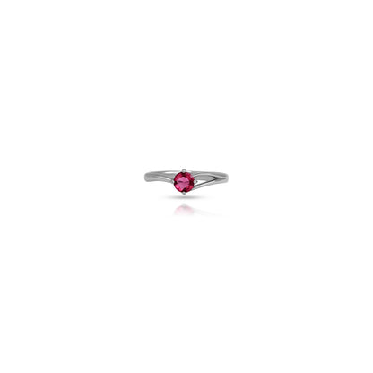 Sterling Silver Round Red Ruby Stone Ring