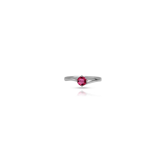 Sterling Silver Round Red Ruby Stone Ring