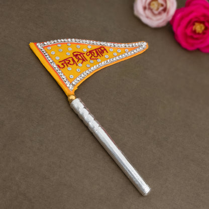 Pure Silver Jai Shree Shyam Baba Nishaan Flag Dhwaja For Worship