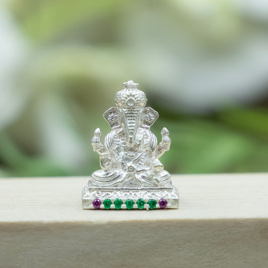 Silver Antique Lord Ganesha Murti