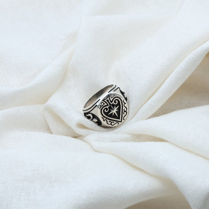 Silver "Design Of Hole Cards Craze" Boys Ring