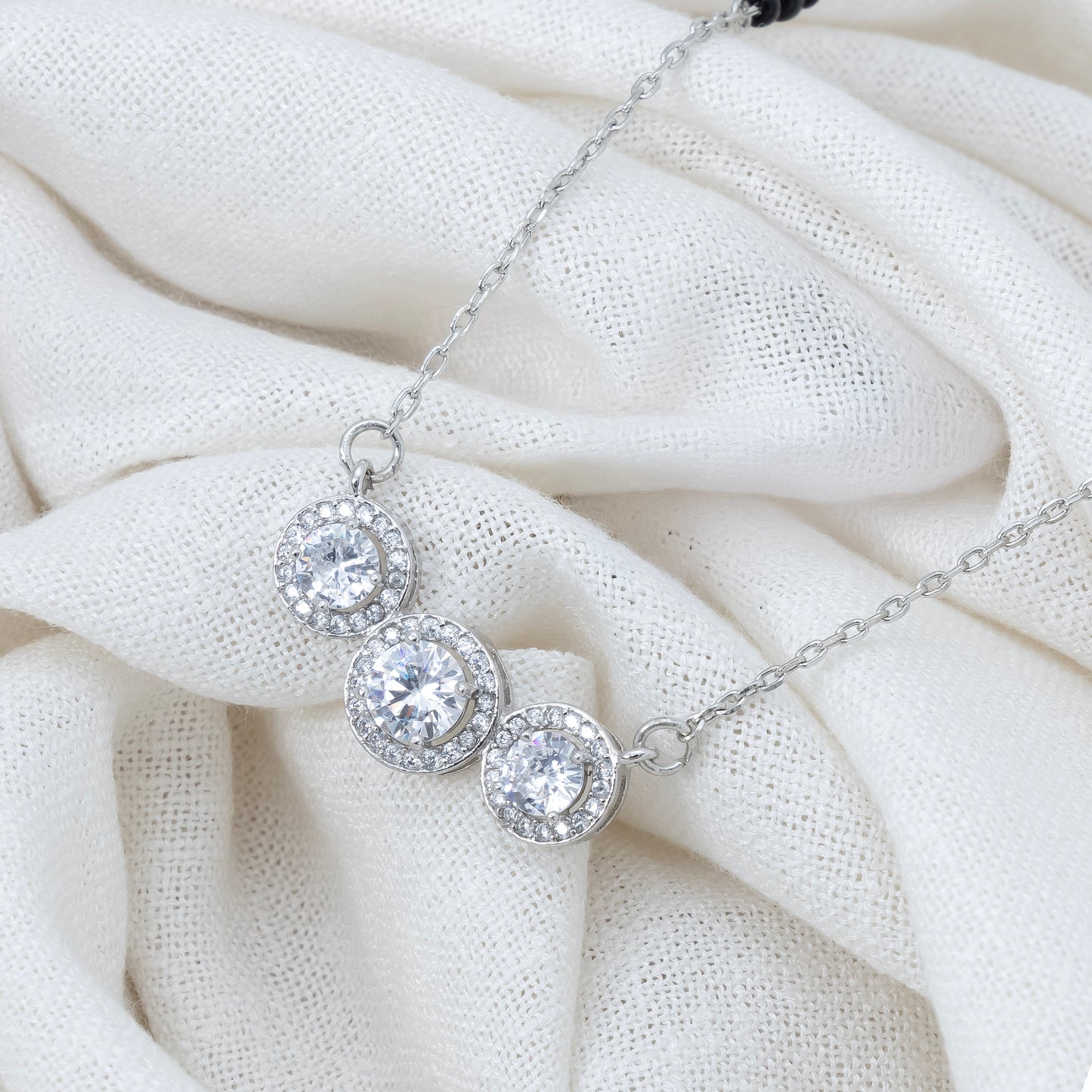 Classic Silver Mangalsutra Featuring Stones and Beads