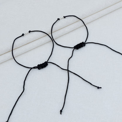 Silver Three Beads Dhaga Bracelet