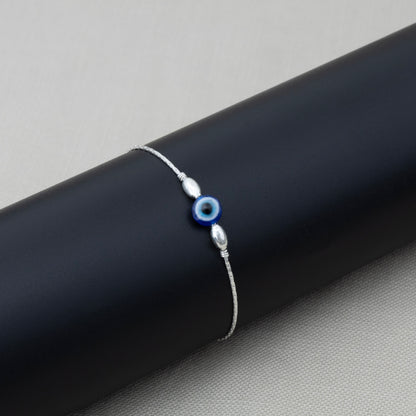 Nazar Raksha Evil Eye Sterling Silver Chain Bracelet