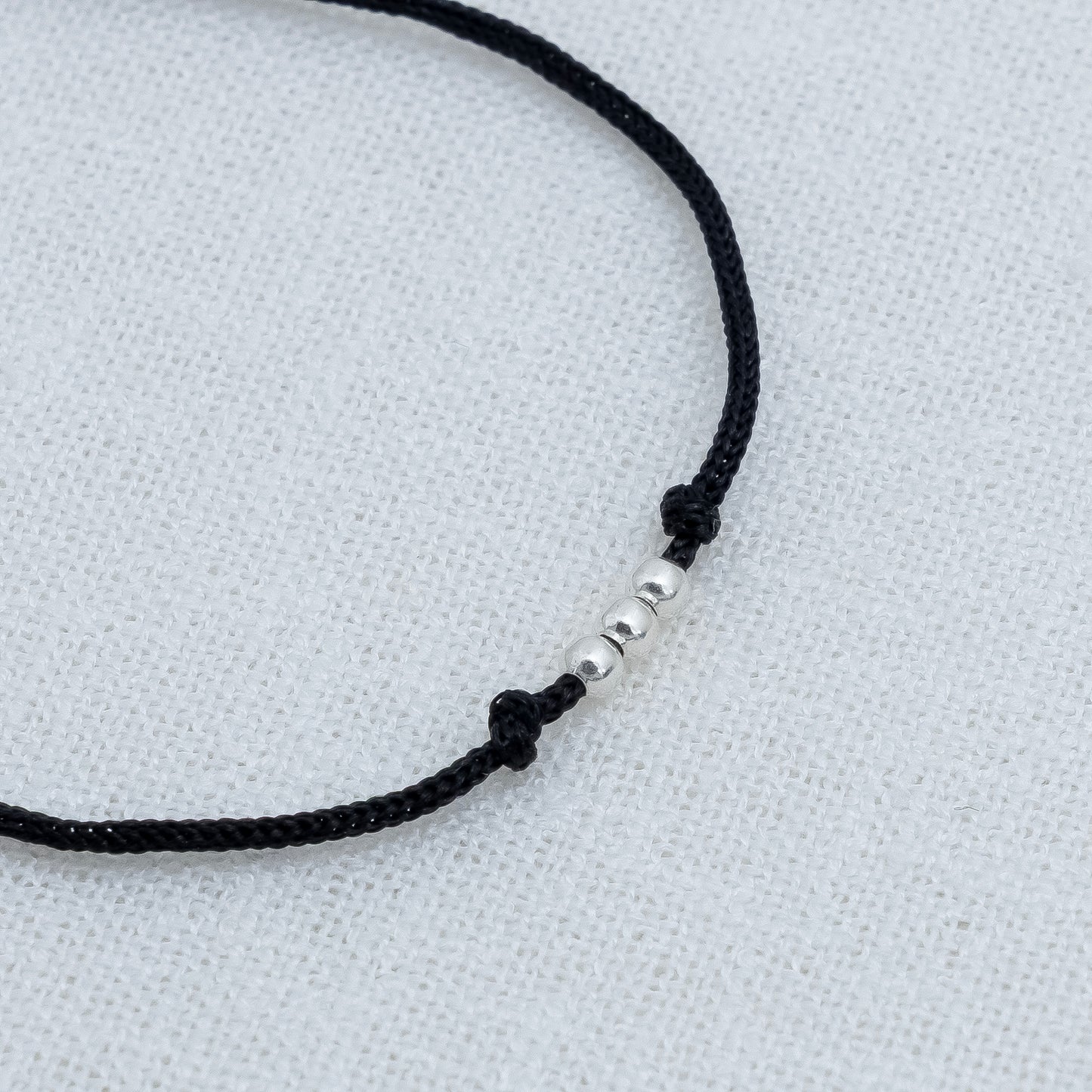 Silver Three Beads Dhaga Bracelet