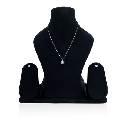 Silver Round Solitaire Pendant & Earrings Set