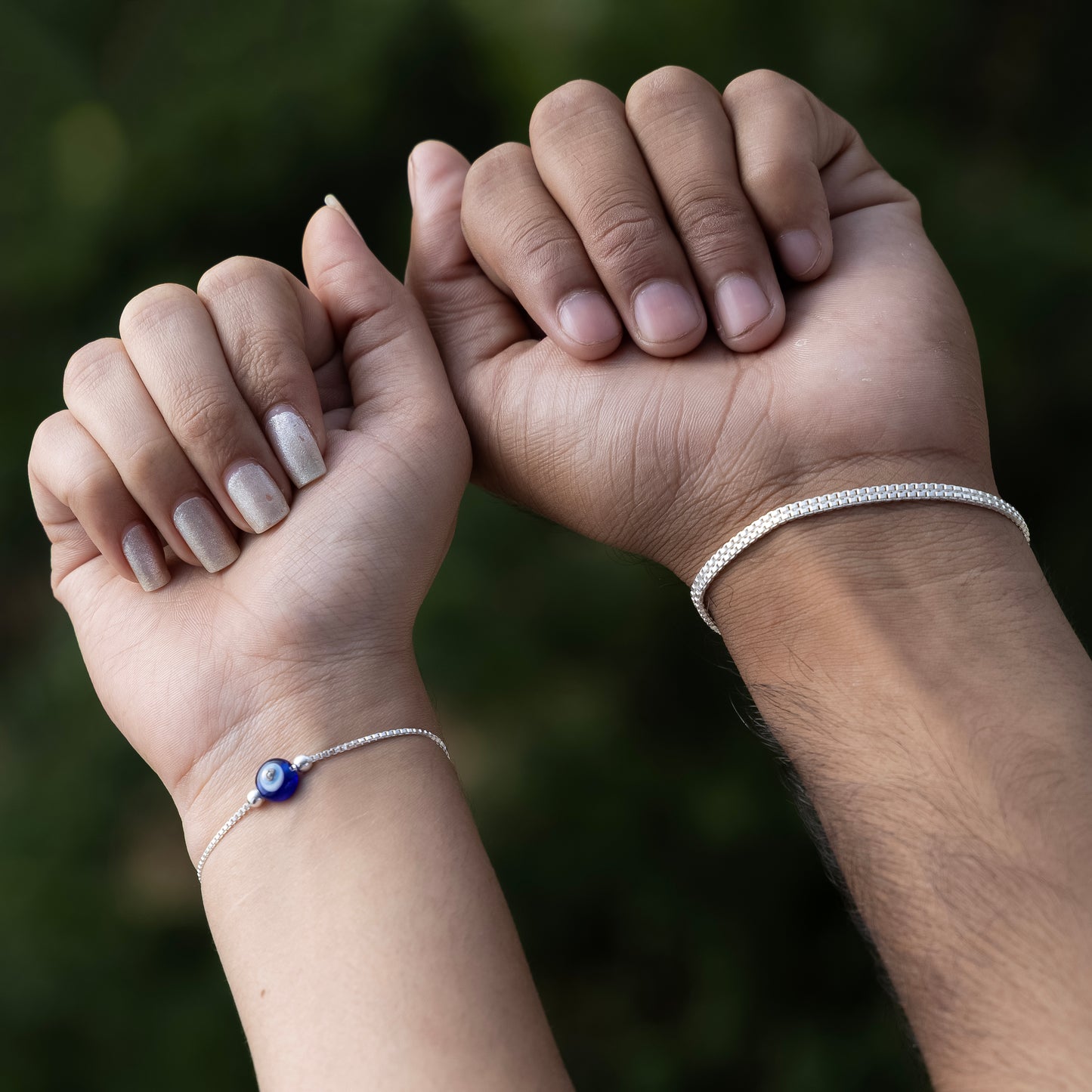Couple Evil Eye Bracelet Combo Silver Protection & Love Gift